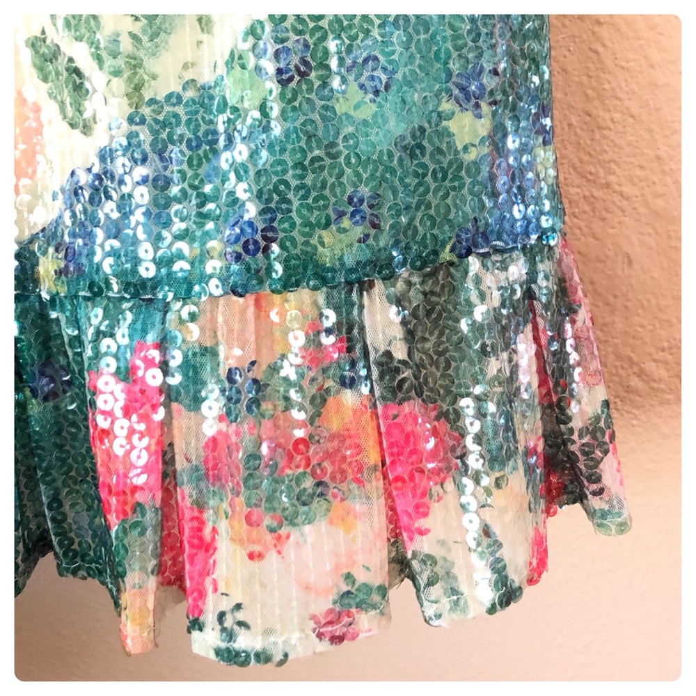 {Anthropologie} highly coveted Sequined Swing Peacock Dress {RARE} - Picture 7 of 13